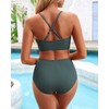 Charmo High Waisted Ribbed Full Coverage Bikini Sets for Women