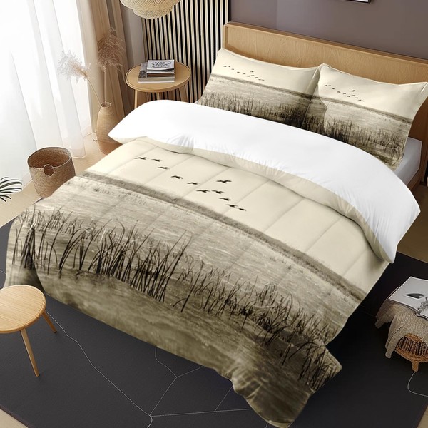 Zzzboro Comforter Set with 2 Pillowcases Queen Size, Wild Birds