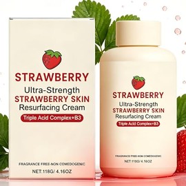 Strawberry Skin Treatment Cream, 118g Exfoliating Moisturizing Lotion for Bumpy Rough Chicken Skin, Leg Resurfacing, Reduces Uneven Texture