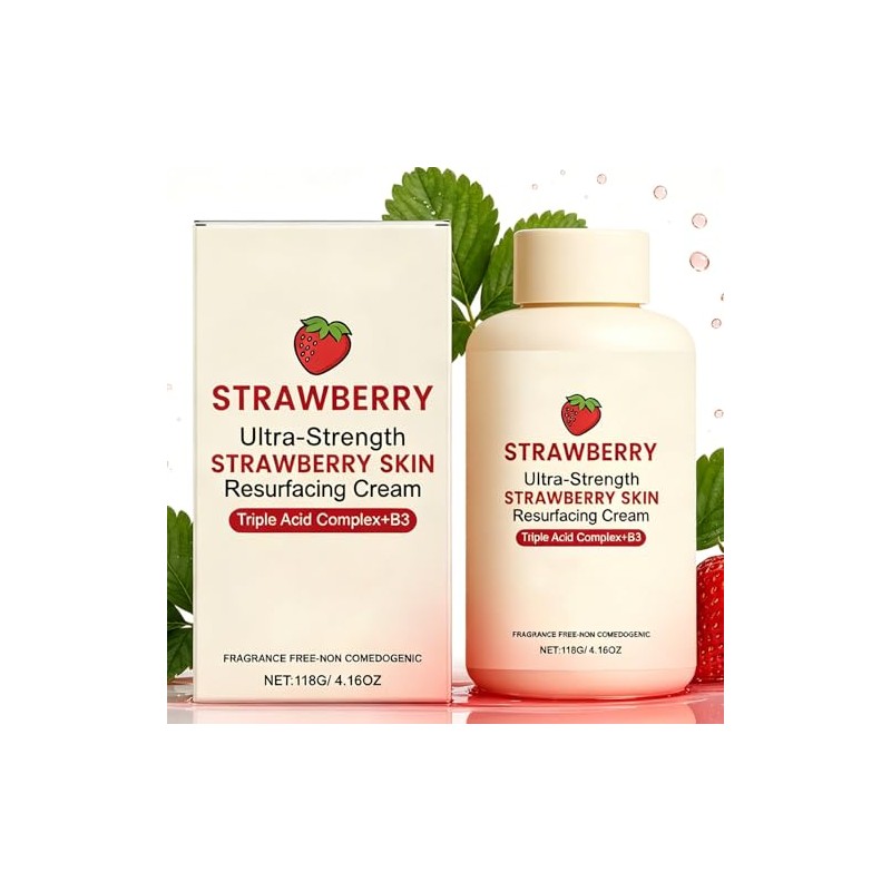 Strawberry Skin Treatment Cream, 118g Exfoliating Moisturizing Lotion for Bumpy