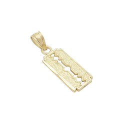 AMZ Jewelry Solid 10K Yellow Gold Razor Blade Necklace Pendant Charm Small