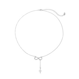 SHANG JIURUI Small Cross Necklace for Women Dainty Silver-tone Plated Pendant Choker Charm Necklaces Simple Faith Religious Jewelry(N515-2)