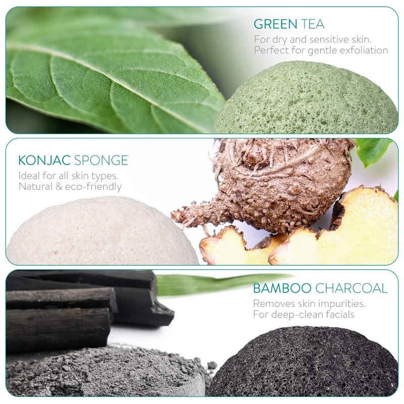Navaris 8 x Konjac Sponge Set - Face Sponge Cleaning
