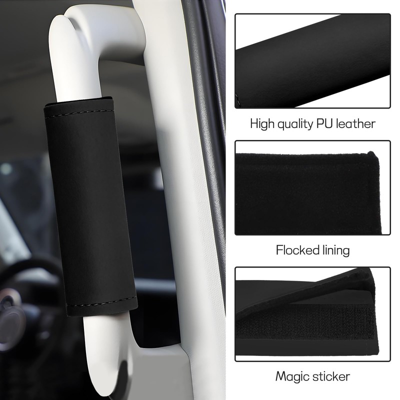 wuyaoyao 2PCS Car Inside Grab Handle Cover, Leather Inside Car
