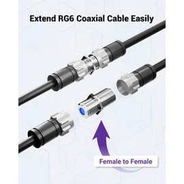 VCE 3GHz Coaxial Cable Connector, RG6 Coax Cable Extender F-Type Nickel Plated Adapter Female to Female for TV Cables, 2 Pack