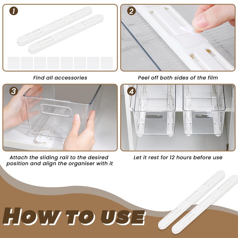 Bagentry 8 Pieces Adhesive Cabinet Full Extension Drawer Slides Set