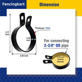 FENCINGKART Black Powder Coated Steel Brace Bands for Chain Link Fence, with Nuts & Bolts, Fence Parts (Black, 2-3/8")