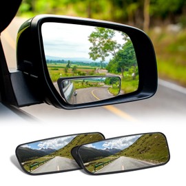 Bestmoy 2 PCS Car Rear View Blind Spot Mirror, 3.7 x 1.4 Inches HD Rectangle Glass Adjustable Convex Wide Angle Rearview Mirror, Universal for Most Cars, Trucks SUVs, Car Exterior Accessories (Black)