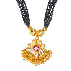 Bodha Traditional Indian HandcraftedGold Plated Designer Fancy Mangalsutra Thushi mala Necklace Pendant Set for Women (SJ_2819), Bodha