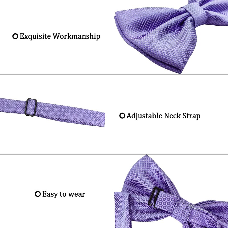 AUSUAYA Men's Bow Tie with Pocket Square and Cufflinks, Adjustable