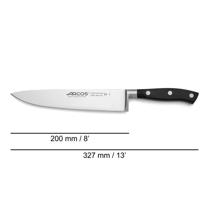 Arcos Forged Chef Knife 8 Inch Stainless Steel. Professional Cooking