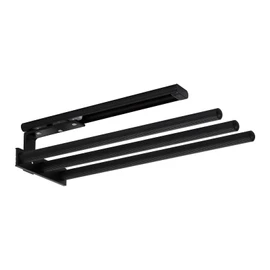 SOTECH TED Aluminium Towel Rail 3-Arm Black Matt (325-487 mm, Extendable, Rotatable) Telescopic Towel Rail Suitable for Larger Towels