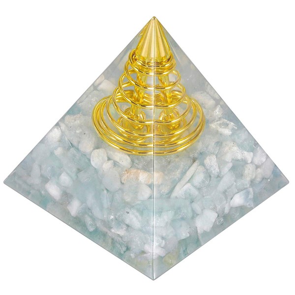 mookaitedecor Ocean Kyanite Healing Crystal Quartz Pyramid, Positive Energy Pyramid for EMF Protection Meditation / Yoga / Healing Chakra / Home Decor 55 mm