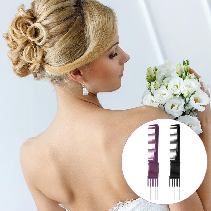 Lift Teasing Combs with Metal Prong 2 Pack Salon Teasing