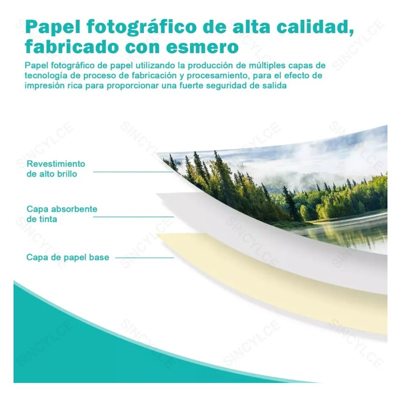 ECOZENDSY 100 Hojas de Papel Fotográfico Glossy A4 200g Brillante