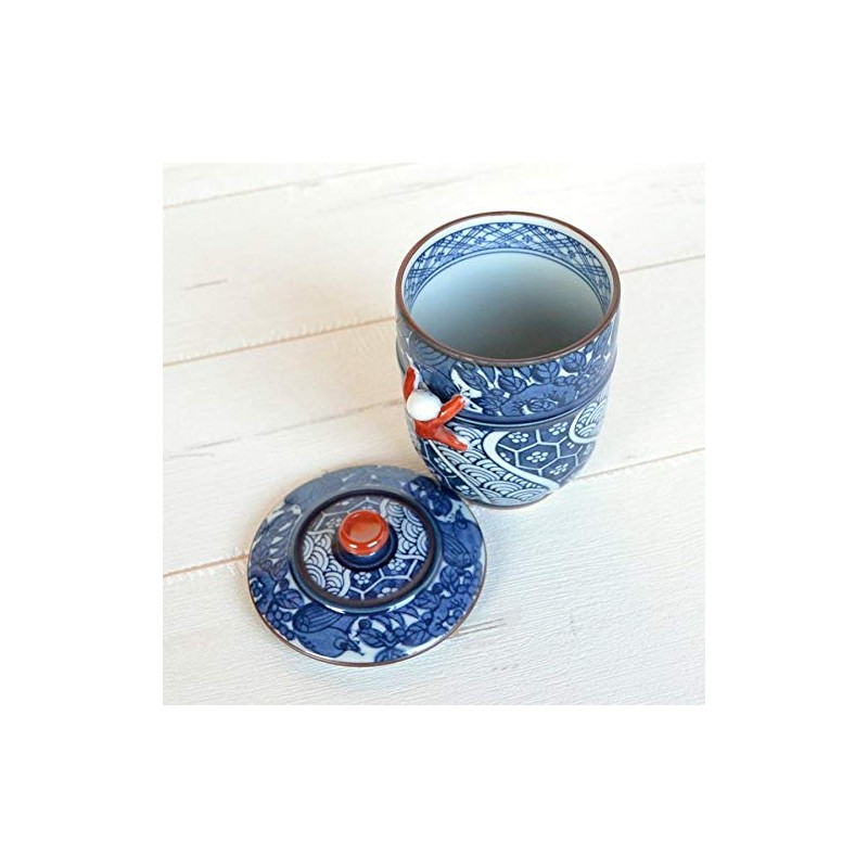 [有田焼] 花鳥 One 閑人 (Red) with Lid Tea Bowls
