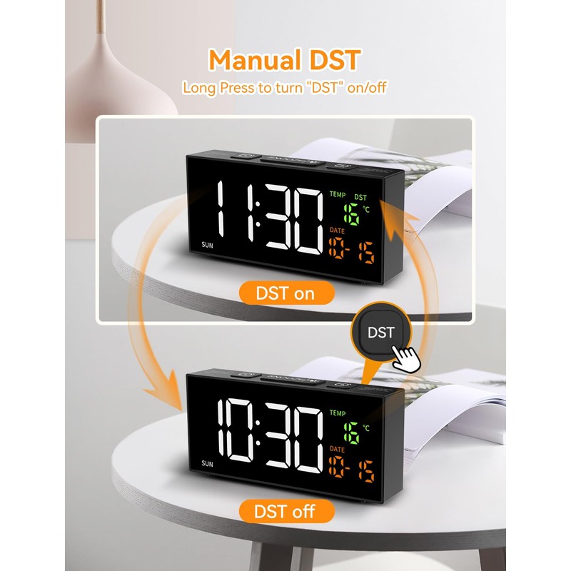 Netzu Alarm Clocks for Bedrooms, Digital Clock with Date Temperature