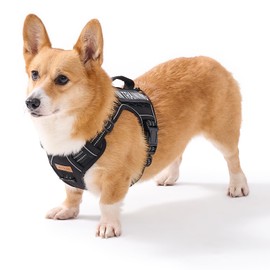 Tactical Dog Harness Medium Sized Dog, No Pull Pet Harness, Adjustable Dog Vest for Easy Walking, Breathable Oxford Material, Reflective Strips with Metal Front Clip Control, Black