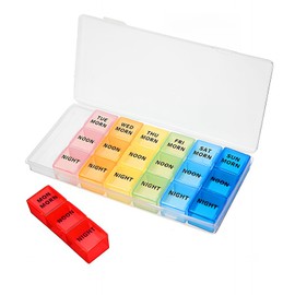 OIHCAZ Weekly Pillbox 7 Day, 3 Times a Day Pill Organiser Large Capacity Portable Travel Pill Box, Double Clamp Design Tablet Organiser for Pills, Vitamins and Fish Oil