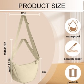 Katyjun Cross Body Half Moon Bag Damen, Crossbody Bag Women, Halbmond Tasche Damen mit Verstellbarer Schultergurt