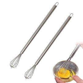 2 Stück Schneebesen Klein, Edelstahl Kleiner Schneebesen, Mini Schneebesen für Tassen, Robuster Rührbesen Klein, für Aufschäumen, Sahne Schlagen und Rühren