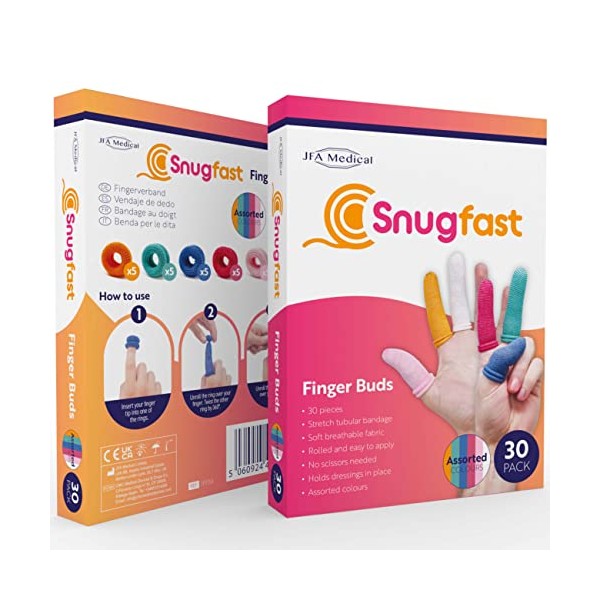 Pack of 30 Snugfast Assorted Colour Finger Cots Buddies Tubular