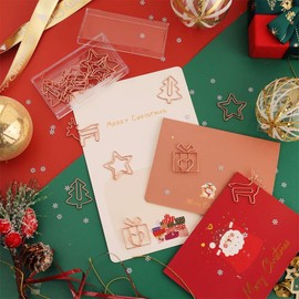 OWLFAVO Christmas 20Pcs Cute Paper Clips, Rose Gold, Tree Gift Star Deer Shape, Funny Paperclips Bookmarks Planner Clips for Fun Office Supplies School Gifts Wedding Decoration, Exclusive Xmas Set