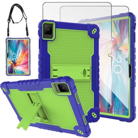 Doemoil for TCL TAB 10 NXTPAPER 5G 10.4 Inch Tablet Case Shockproof Silicone Protective Cover with Screen Protector for TCL TAB 10 NXTPAPER 5G 10.4 Inch Model 9199S Tablet (Navy Blue/Green/2 PCS)