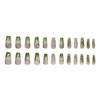 24Pcs Medium Square Press on Nails Green Gradient French Tip