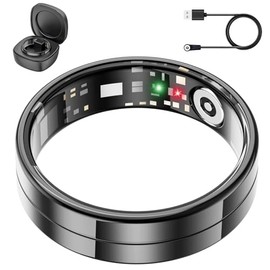 2025 Ultra Thin Smart Ring, Monitors 24/7 Heart Rate, SpO2, Sleep, Rings for Men and Women, No Subscription Costs, Android iOS (Black Size 11)