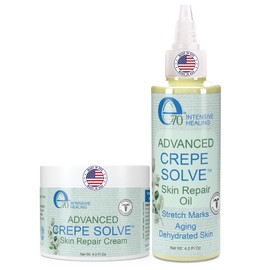 e70 Crepe Skin Erase Cream & Firming Oil Set (2 Pk, 4 Fl Oz each) - with Natural Oils, Licorice Root & Chamomile Extract - Crepey Skin Tightening and Firming Body Cream & Oil, Made in USA