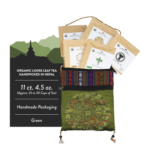 Té Nepal – 11 ct. bolsa de viaje Sampler té de hojas sueltas, certificado orgánico, 4.5 oz. (aprox. 22 tazas).