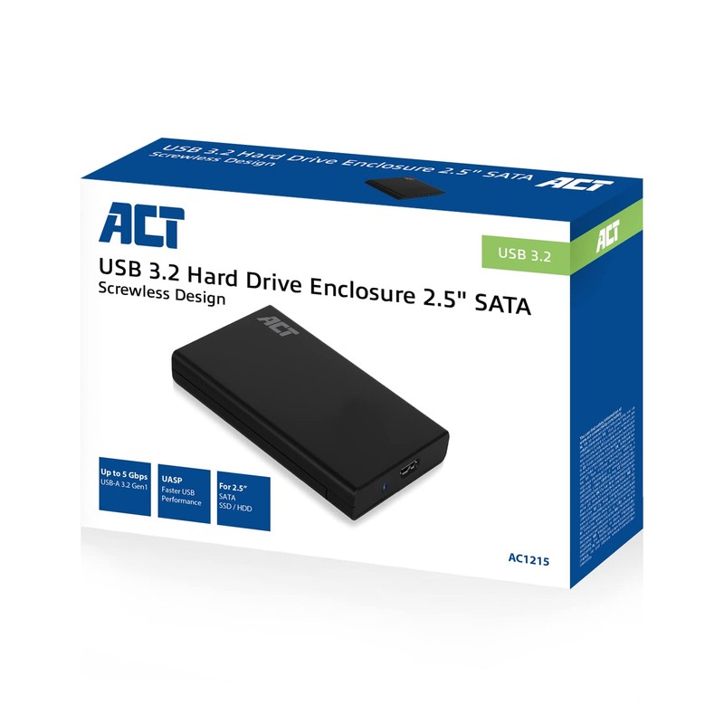 ACT 2.5 Inch Hard Drive Enclosure External SATA HDD/SSD 9.5mm