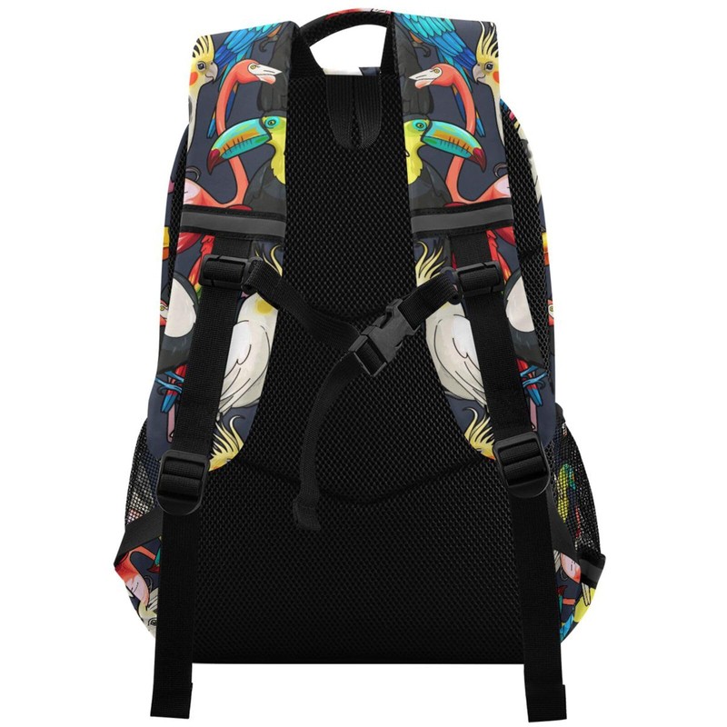 JHKKU Kids Backpack for Boys Girls Bookbags Colorful Exotic Birds