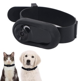 Goshyda Pet Collar Camera, HD 1080P Cat Collar Camera Dog Collar Camera with 120° Wide Angle, Mini Action Camera for Video Records, for Mountain Biking Pets Traveling (Black)