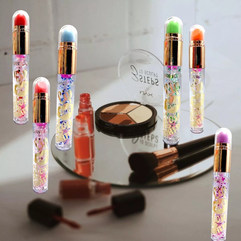 Romantic Rain Brillo Lip Gloss Doble Con Labial Mágico Cambia