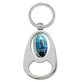 GRAPHICS & MORE Aquaman Movie My Other Ride is a Shark Keychain Chrome Metal Spinning Oval Bottle Opener