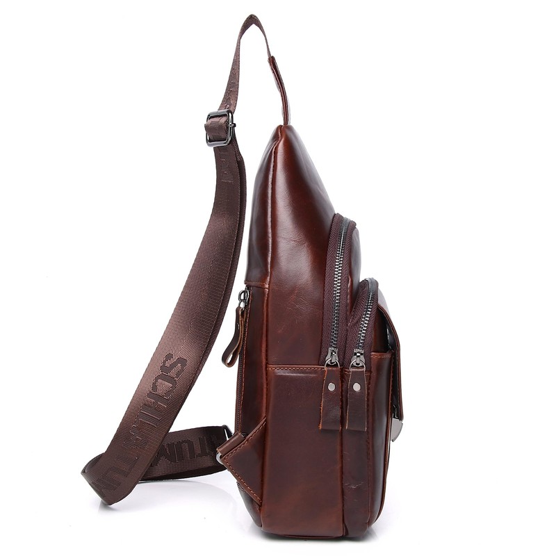 LUKZIJAES - Bolsa de piel genuino para hombre, #10-Café