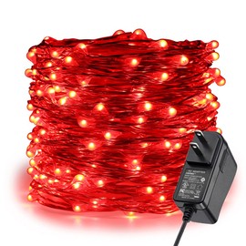 ER CHEN Fairy Lights Plug in, 99Ft/30M 300 LED Starry String Lights Outdoor/Indoor Waterproof Copper Wire Decorative Lights for Bedroom, Patio, Garden, Party, Christmas Tree (Red)
