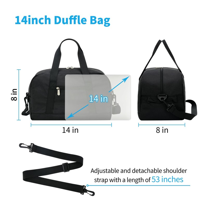 Small Gym Bag 14 inch Lightweight Carry On Mini Duffel