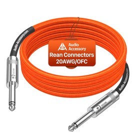 Guitar Cable 25ft, Nylon Braided Anti-Kinking Kevlar-Reinforced, Neutrik REAN Connector, 20AWG 99.99% OFC 1/4 Instrument Cable, Dual Shielded Amp Cord for Fender Electric Guitar, Neon Orange