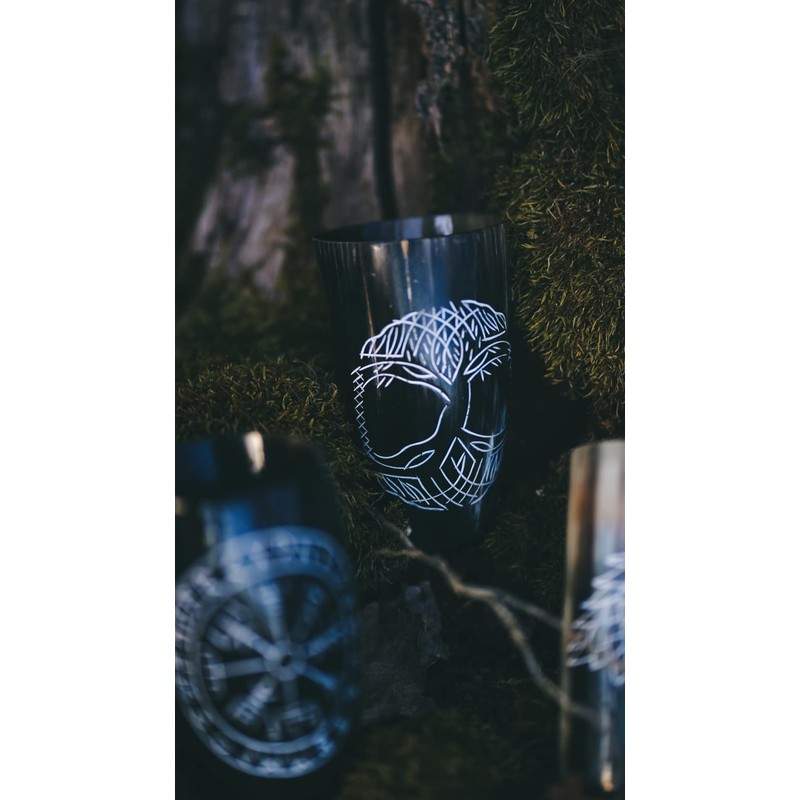 Hornerey Viking Horn Cup Set, Drinking Horn Set, Buffalo Horn,