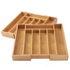 oridom 2-Piece Bamboo Silverware Organizer, Expandable Kitchen Drawer Organizer for