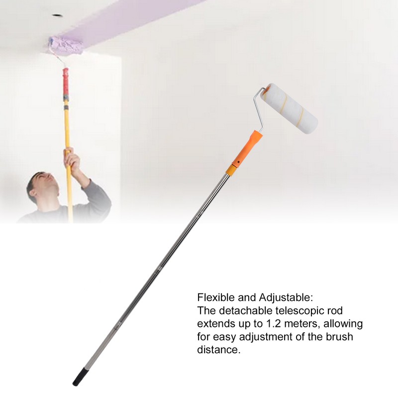 3.9ft Paint Roller Extension Pole Kit with 9in Roller Brush