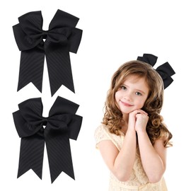2Pcs Bow Hair Clip 6 Inch Hair Bows for Women Girls, Black Hair Clips Hair Barrette Cheer Bow