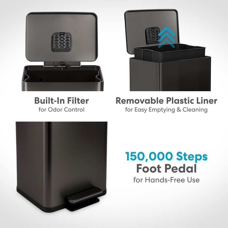 SIMPLI-Magic 13.2 Gallon (50L) Step Trash Can – Kitchen Garbage