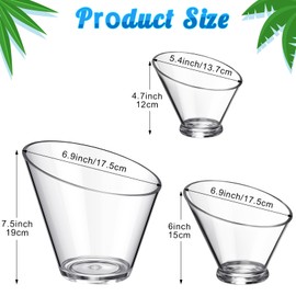 Sawysine 12 Sets Assorted Size Acrylic Candy Serving Bowls, Clear Angled Candy Jar Popcorn Bowls Snack Dishes with Measuring Scoops for Summer Wedding Holiday Party