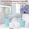 ONTUBE Porcelain Sugar and Creamer with tray and Crystal Lid