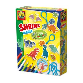 SES Creative 14294 Shrink Film - Dino Keyring - Creative Craft Set for Children from 5 Years - Create and Shrink Designs in the Oven - Perfect for Crafts and Playing