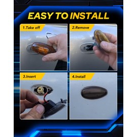 AUTOONE Dually Fender LED Side Marker Lights for 2001-2014 Chevy Silverado 2500 3500HD, 1999-2014 GMC Sierra 2500 3500HD, Amber & Red Dual Rear Wheel Bed Marker Lamps, Smoked Len, 4PCS